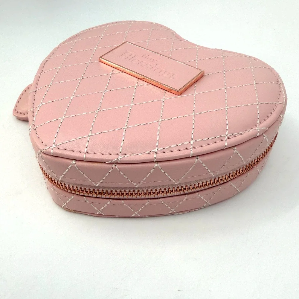 Tiny Blessings Pink Heart Jewelry Box Girls Mirror Quilted Rose NEW Imperfect